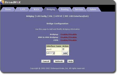 Broadmax Bridging Menu
