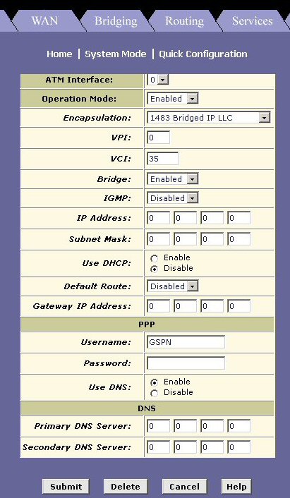 Broadmax Quick Configuration Menu