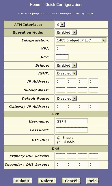 Broadmax Quick Configuration Menu