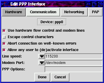 netcfg: edit PPP interface: hardware