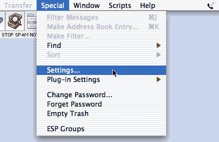 Click on Special and then Settings