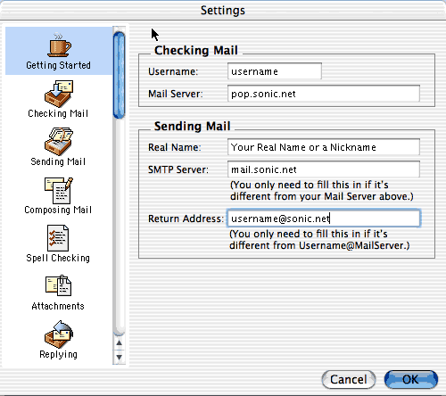 Getting Started in the Settings Window
