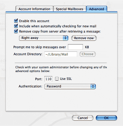 Advanced account settings