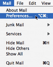 Click on the menu labeled Mail and select Preferences.