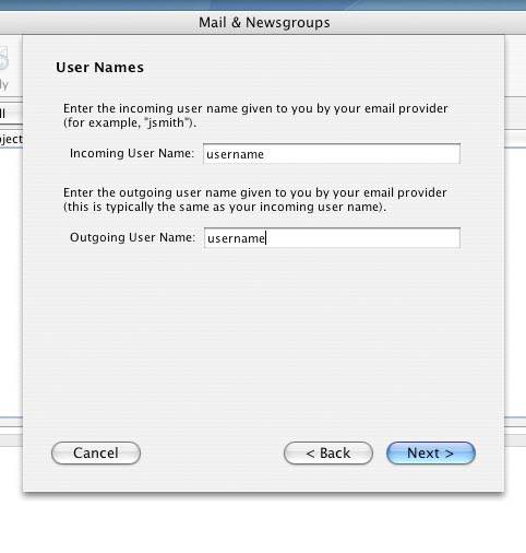 Provide your user name