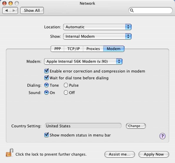 Configure the Modem settings according to the instructions above