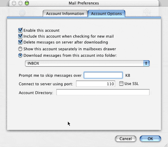 Account Options Screen