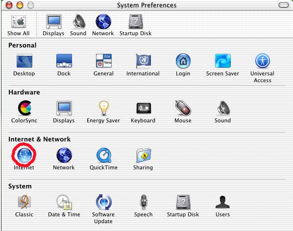 Click on Internet under System Preferences