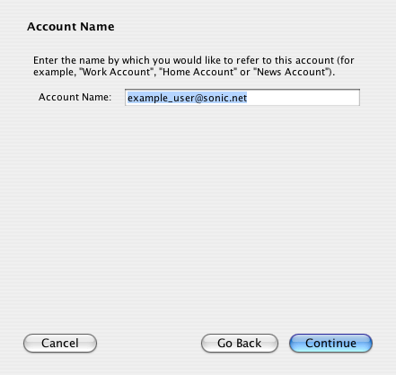 Provide an email account name