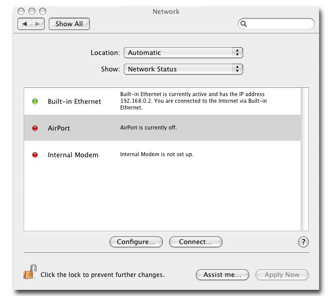 Select Built-In Ethernet Select Built-In Ethernet