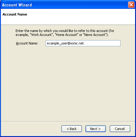 Provide an email account name