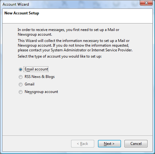 Select Email
account Select Email account