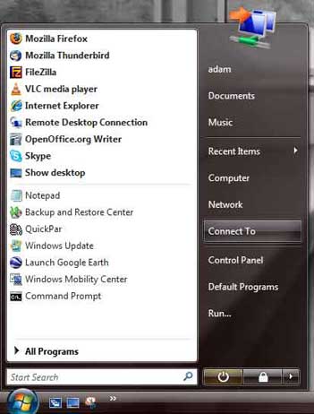 Start -> Connect to