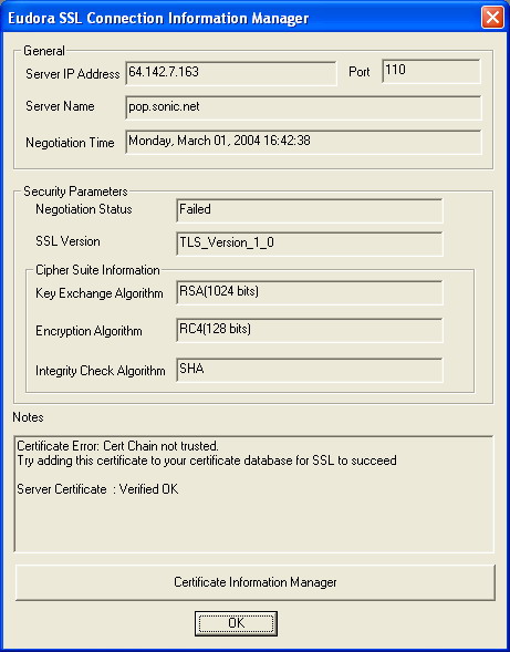 SSL Connection Information Manager