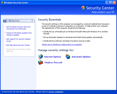 Windows Security Center