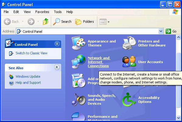 click on network and internet
connection