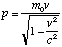 p=m[0]v/(1-(v^2/c^2))