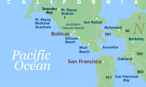 Map to Bolinas, California
