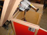 Bobino's Router Table, open router compartment, front view