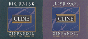 Live Oak and Big Break Zinfandel wine labels