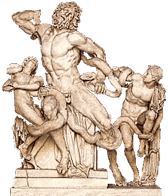 [Laocoon - who warned of Greeks bearing gifts - during an unhappier moment]