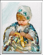 Baby with Banana  - digital watercolor