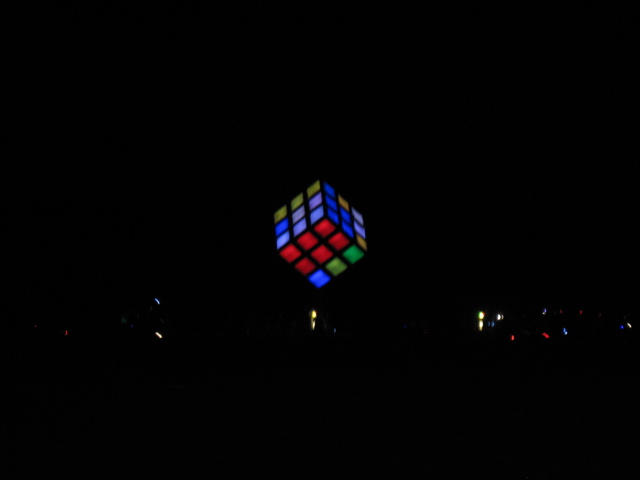At night the rubic's cube was 'playable'