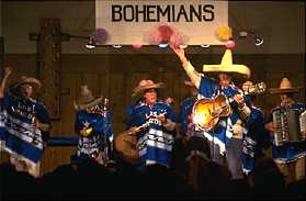 A mariachi band from the Bohemian Grove performs a benefit.