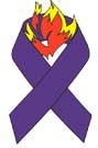 The purple ribbon is a symbol of firefighters who have lost their lives in the line of duty.
