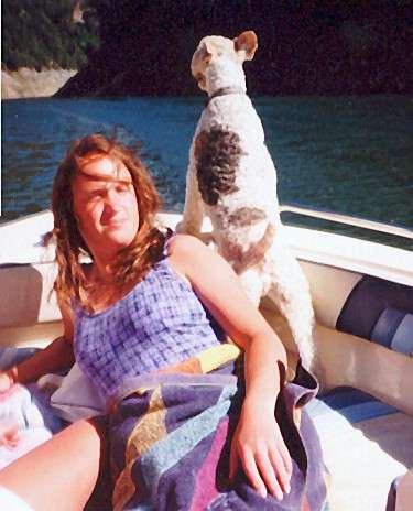 Carrie and Bogie in the boat