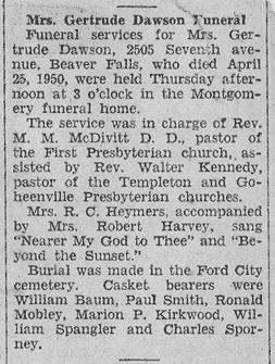 obituary for Gertrude Dawson