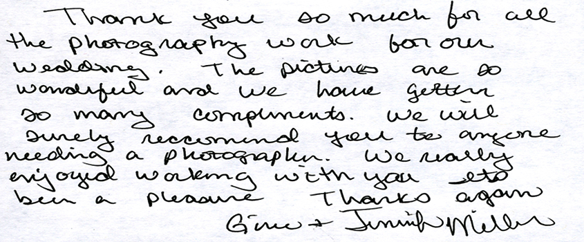 Sonoma Wedding Photgrapher Testimonials