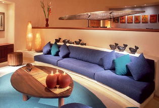 Comfortable lounge for viewing movies.