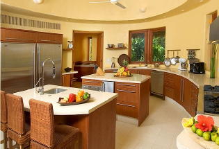Fully equipped gourmet kitchen.
