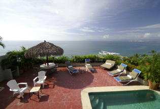 Rooftop terrace with view of Banderas Bay.