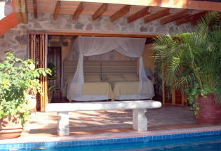 Guest bedroom next to pool.