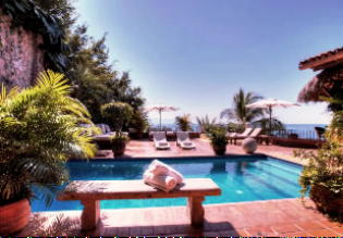 View from guest bedroom next to pool.