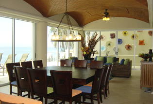 Dining area with view of bay.