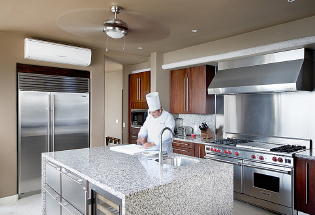 Fully equipped gourmet kitchen.