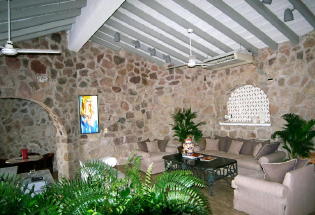 Looking into kitchen from dining table