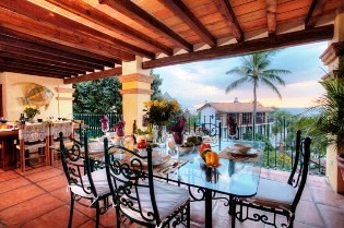 Main floor dining with view of Banderas Bay.