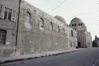 Entire exterior of prayer hall and south exterior of tomb, view to east-northeast.