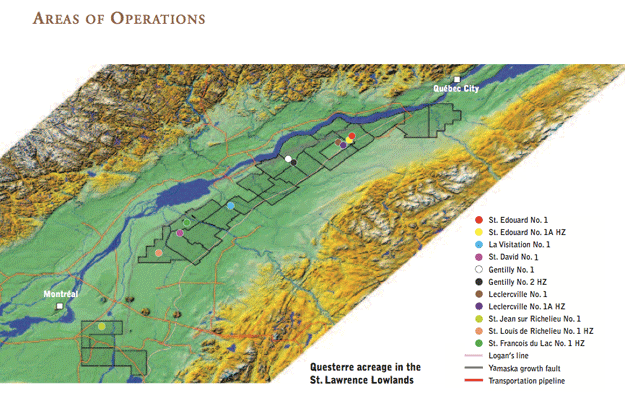  in the Utica shale in the Saint Lawrence Lowlands, Quebec, Canada.