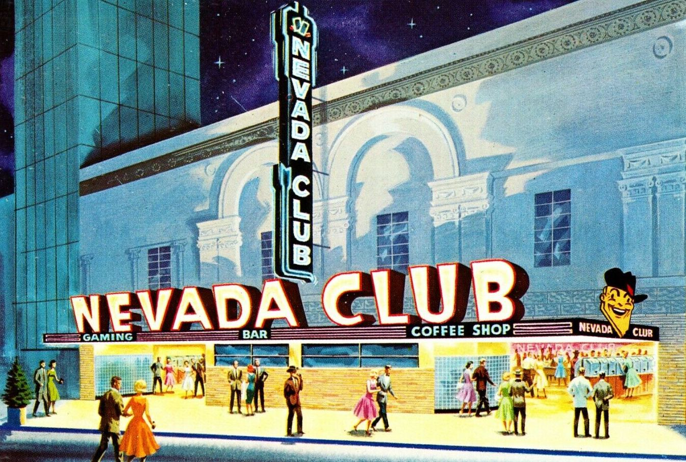 Nevada Club Reno Casino Vintage postcard long gone Virginia Street non Hotel NOS 