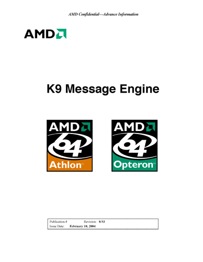 AMD K9 Message Engine Architecture