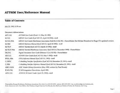 AT&T Bell Labs ATTSIM Documentation Specification