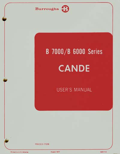 Burroughs B7000/B6000 Series CANDE Manual