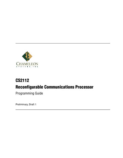 Chameleon CS2112 Reconfigurable Communications Processor Programming Guide