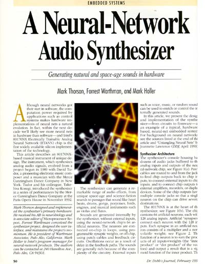 Dr. Dobbs Magazine: A Neural-Network Audio Synthesizer