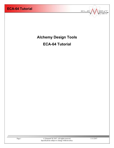 ElementCXI Alchemy Design Tools ECA-64 Tutorial